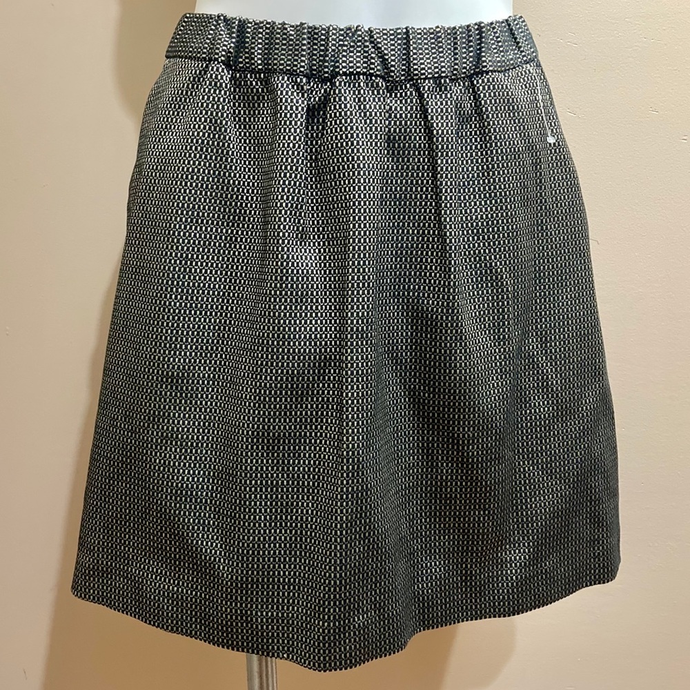 Madewell Black & Gold Checked Mettalic Skirt